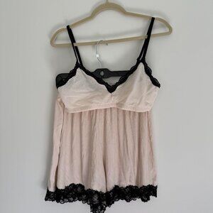 Aerie Show Off Mesh Triangle Bralette Rib Lace Shorts Set Lounge - NWT - Large